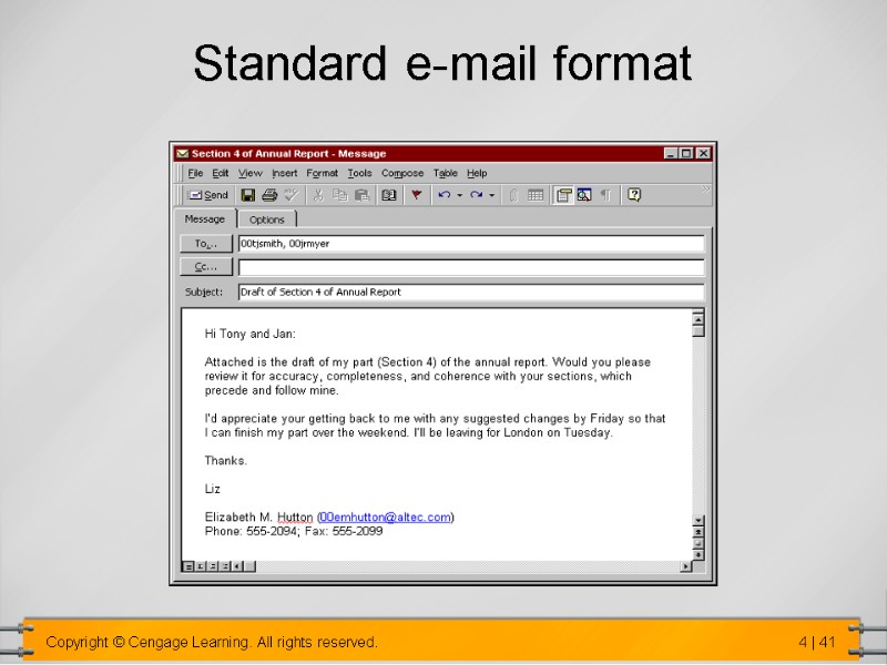 Standard e-mail format